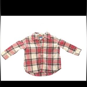 Old Navy 3-6m Kids Red and Cream Plaid Button-Down Shirt